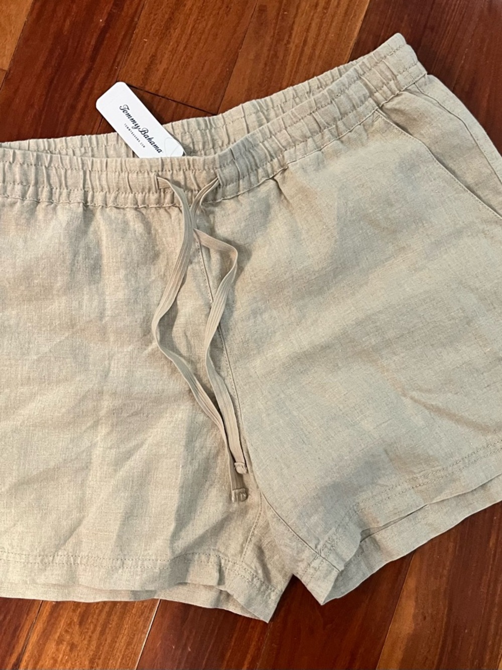 NWT Tommy Bahama 100% Linen Tan Drawstring Shorts